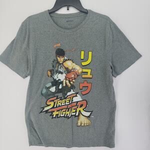 Street Fighter Ryu Capcom Gray Old Navy Graphic Tee Sz L